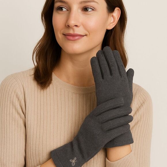 HEAD Gray Fleece Gloves Touchscreen L Winter Cold Weather Outdoors Sporty - Picture 1 of 4